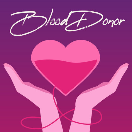Hands with heart blood bag vector illustration.のイラスト素材