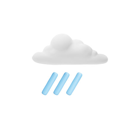Cloud with rain, volumetric 3d icon, vector illustration isolated on whiteのイラスト素材