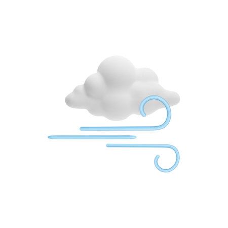 Plasticine cloud with blue lines wind sign 3D styleのイラスト素材