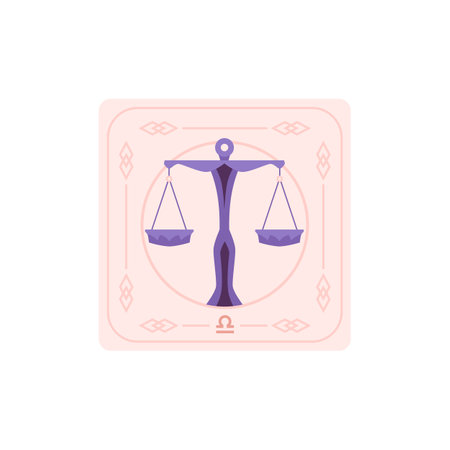 Squared card with Libra zodiac sign flat style, vector illustration