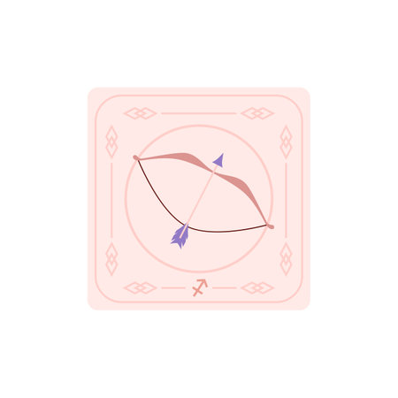 Card with astrology zodiac sign Sagittarius, cartoon style vector illustrationのイラスト素材