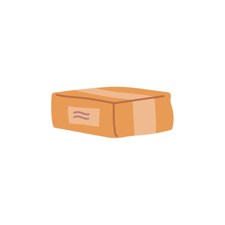 Box or parcel, flat cartoon style vector illustration isolated on whiteのイラスト素材