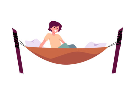 Joyful hammock leisure vector illustrationのイラスト素材