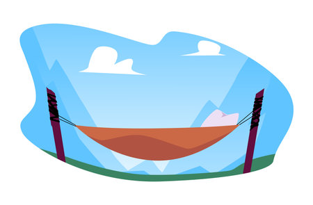 Mountain hammock relaxation vector illustrationのイラスト素材