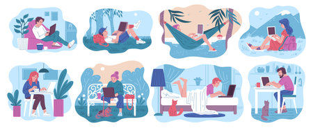 Freelance lifestyle concepts set.のイラスト素材