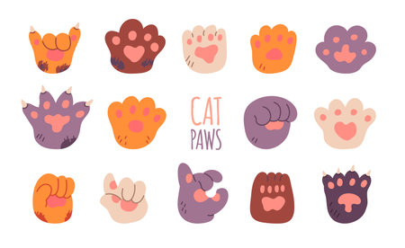 Cute cat paws set.のイラスト素材