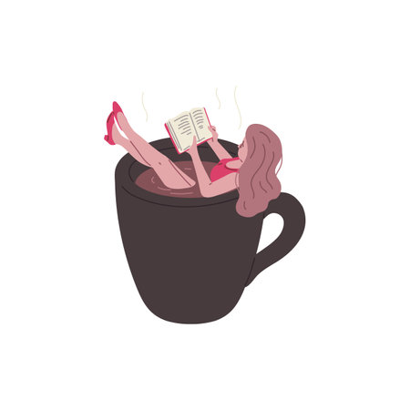 Reading leisure in coffee mug vector illustrationのイラスト素材