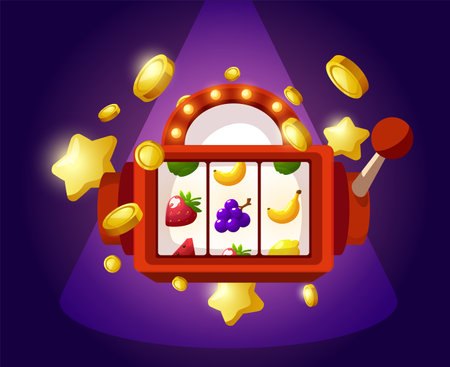 Dynamic fruit slot machine vector illustrationのイラスト素材