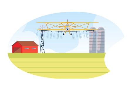 Agricultural aircraft spraying pesticides. Isolated icon.のイラスト素材