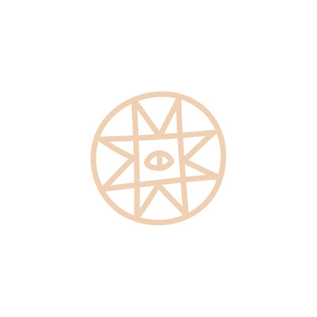 Symbol of magic, esoteric and occult vector icon, ritual sign with eye silhouette, magical protective round amuletのイラスト素材