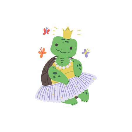 Turtle princess in tutu vector illustrationのイラスト素材