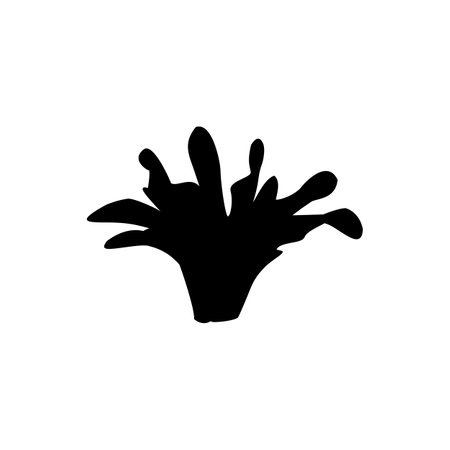 Water splash black silhouette, plash on the liquid puddle, splashing fluids with droplets, spray aqua isolated vectorのイラスト素材