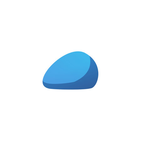 Blue stone rock, cobblestone or pebble vector icon, small rock, granite gravel piece, glossy boulder, natural mineralのイラスト素材