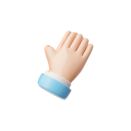 3d prayer hands with blue sleeves on isolated background.のイラスト素材