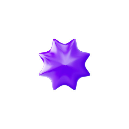 A shimmering three-dimensional vector icon in the form of a purple eight-pointed starのイラスト素材