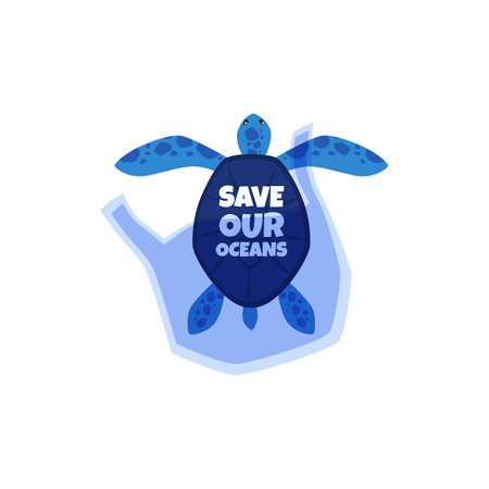 Sea turtle conservation message vector illustrationのイラスト素材