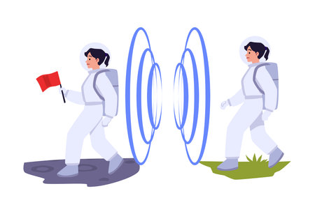 Astronaut space exploration teleportation vector illustrationのイラスト素材