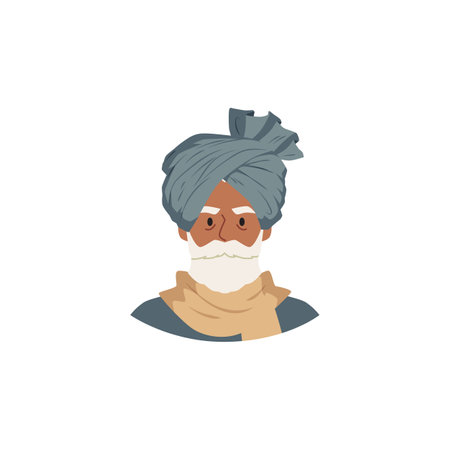 Elderly man wearing a traditional turban on an isolated background.のイラスト素材