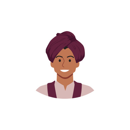 Smiling man in purple turban vector illustrationのイラスト素材