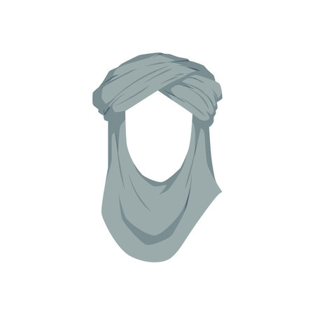 Pale blue turban with flowing veil vector illustrationのイラスト素材