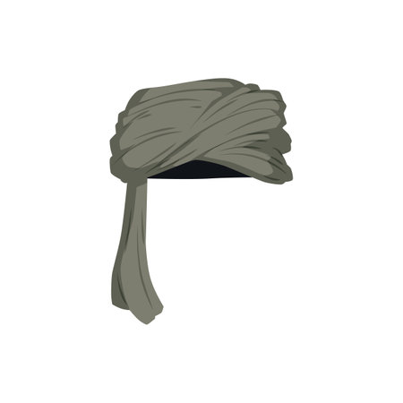 Cartoon illustration of a green turban showing the traditional headscarf of Indian and Arab culturesのイラスト素材