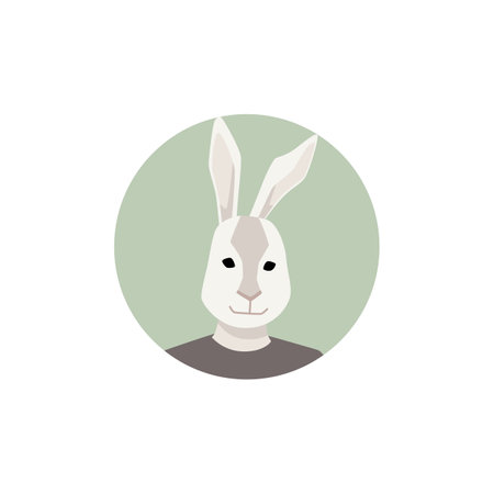 Serene anthropomorphic rabbit vector illustrationのイラスト素材