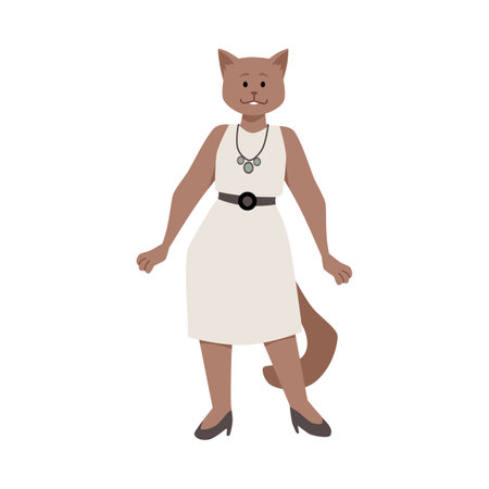 Stylish anthropomorphic cat vector illustrationのイラスト素材