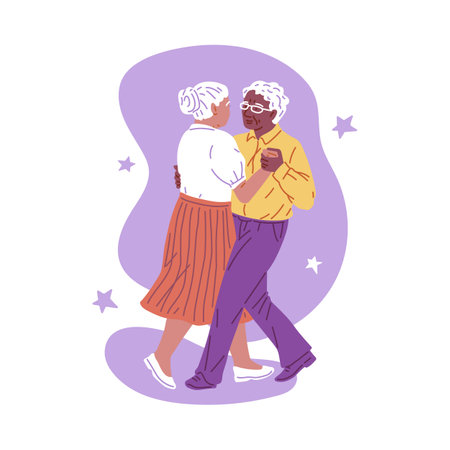 Grandparents dance celebration in flat vector illustration.のイラスト素材