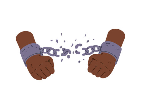 Chains broken by hands vector illustrationのイラスト素材