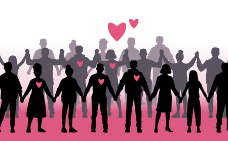 Love and unity human chain vector illustration.のイラスト素材