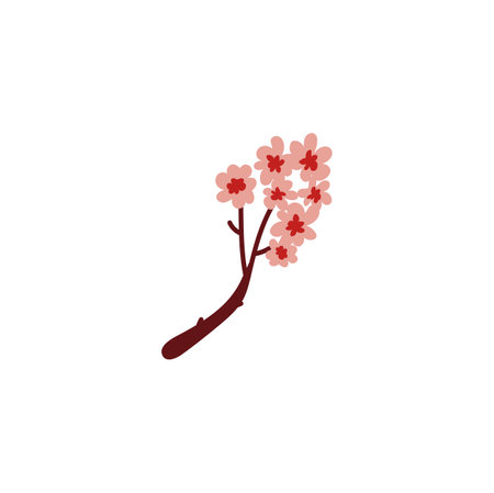 Vector sakura branch for Kabuki decoration on isolated background.のイラスト素材