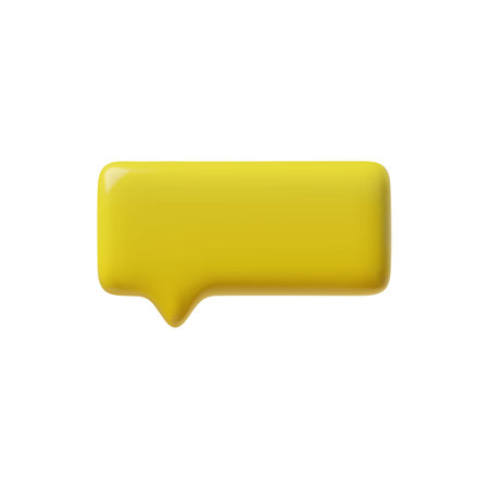 Yellow chat box vector, 3D social media icon on isolated background.のイラスト素材