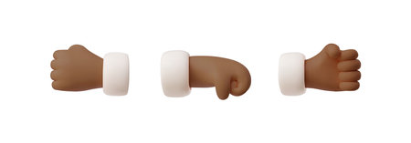 3D clenched fists set vector icon illustrationのイラスト素材