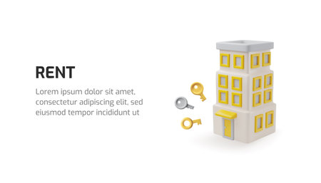 Rent concept with 3D apartment icon vector illustrationのイラスト素材