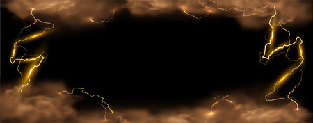 Stormy sky with lightning and smoke vector illustration.のイラスト素材
