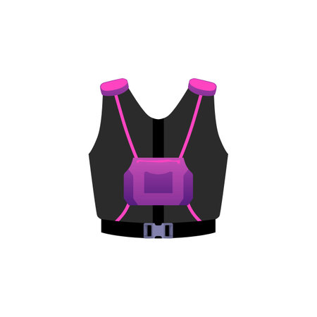 Vector illustration of a laser tag vest with pink neon glow.のイラスト素材