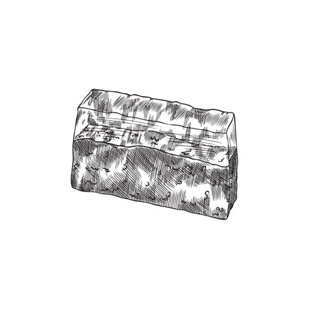 Vector hand-drawn black and white sketch of handmade soap bars isolated on a white backgroundのイラスト素材
