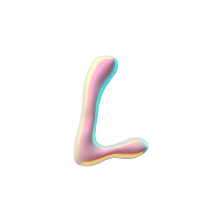 Vector 3D pink shiny letter L, made in a glossy style with a holographic gradientのイラスト素材