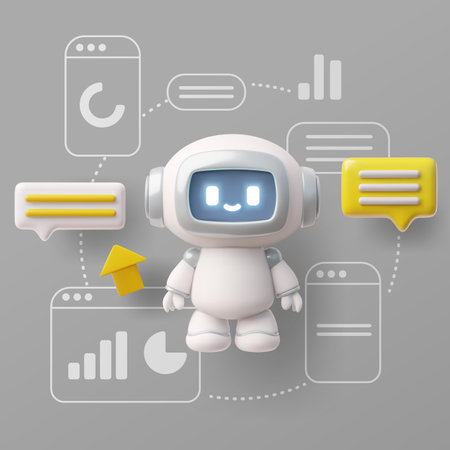 User interface with 3D chatbot icon vector illustrationのイラスト素材