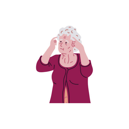 Elderly woman with cognitive difficulties vector illustrationのイラスト素材