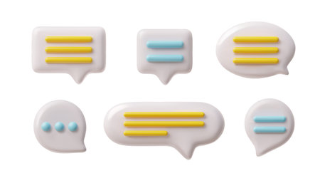 Vector 3D set icons in the form of speech bubbles for visual design of SMS