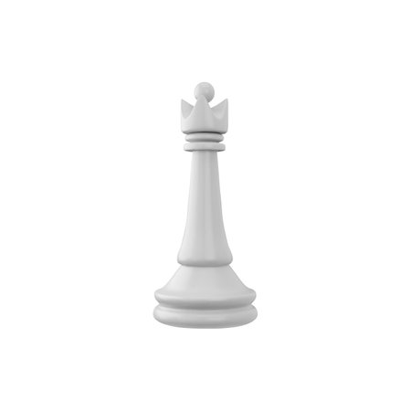 White Queen chess piece 3D plastic vector icon, realistic chessmen strategy intellectual board game figurine crown shapeのイラスト素材