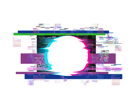 Glitch effect frame. TV noise, interference.のイラスト素材