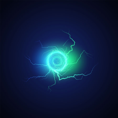 Lightning ball. Sphere with electrical discharges and sparks.のイラスト素材