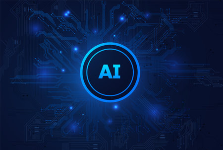 Vector on the theme of artificial intelligence with a neural network design.のイラスト素材