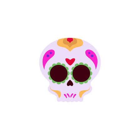 Calavera painted sugar skull vector, Mexican dia de los muertos, decorative cranium with floral...