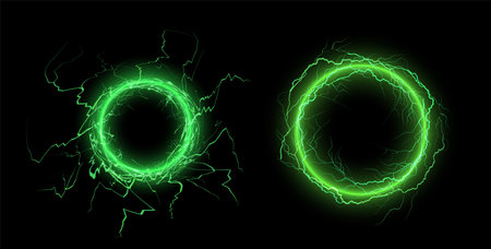 Glowing thunder circle effect vector illustrationのイラスト素材