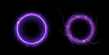 Electric energy circles vector illustration setのイラスト素材