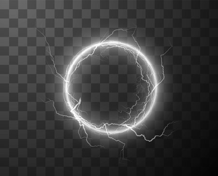 Electric thunder circle frame vector illustrationのイラスト素材