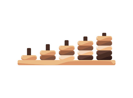 Montessori wooden toy puzzles block sorters vector icon, early childhood logic toy education, preschool kids smart gameのイラスト素材